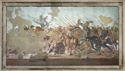Az Sándor-mozaik, amely Nagy Sándor (i.e. 356-323) és III. Dareiosz (i.e. 330) között zajlott issuszi csatát ábrázolja ie 333-ban.